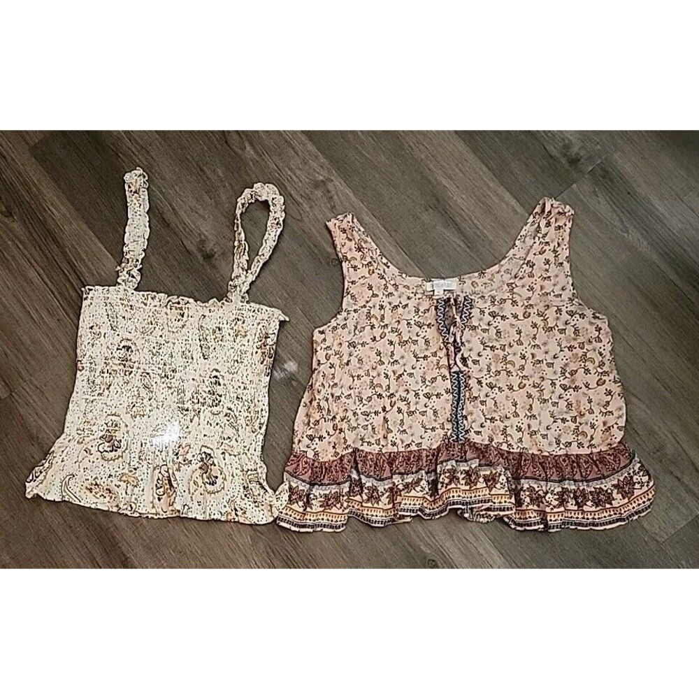 Patrons Of Peace Womens Medium Tops Lot Of 2 Sleevless Floral Boho Cottage Core